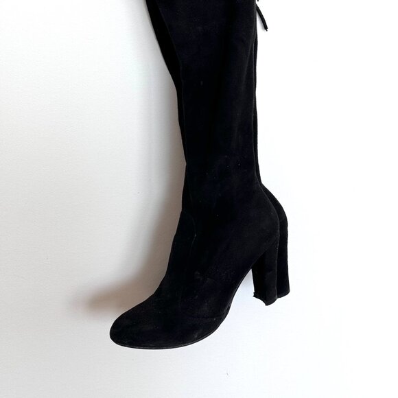 Suede Black Boots Above Knee High with strings in the back - Picture 2 of 4